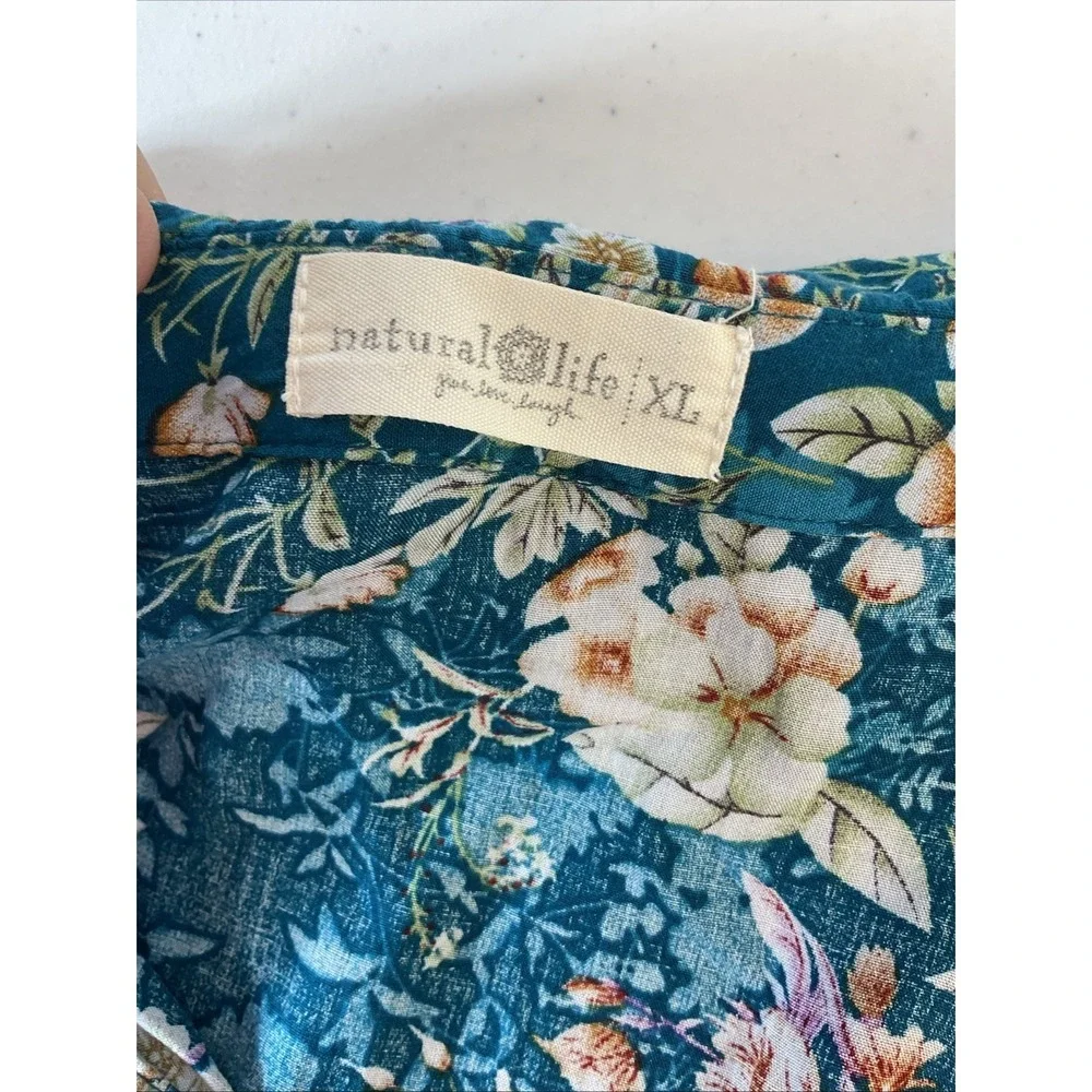 NATURAL LIFE Teal Multi-Color Floral Maxi Dress - Picture 4 of 7